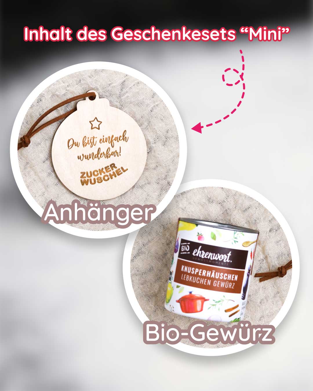 Geschenkeset Mini personalisiert Firmen Weihnachtsgeschenk Zuckerwuschel