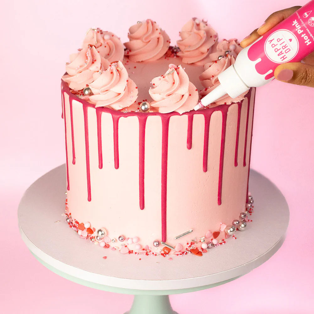 💖 Happy Drip Hot Pink – Drip Cake Deko für Torten & Cupcakes
