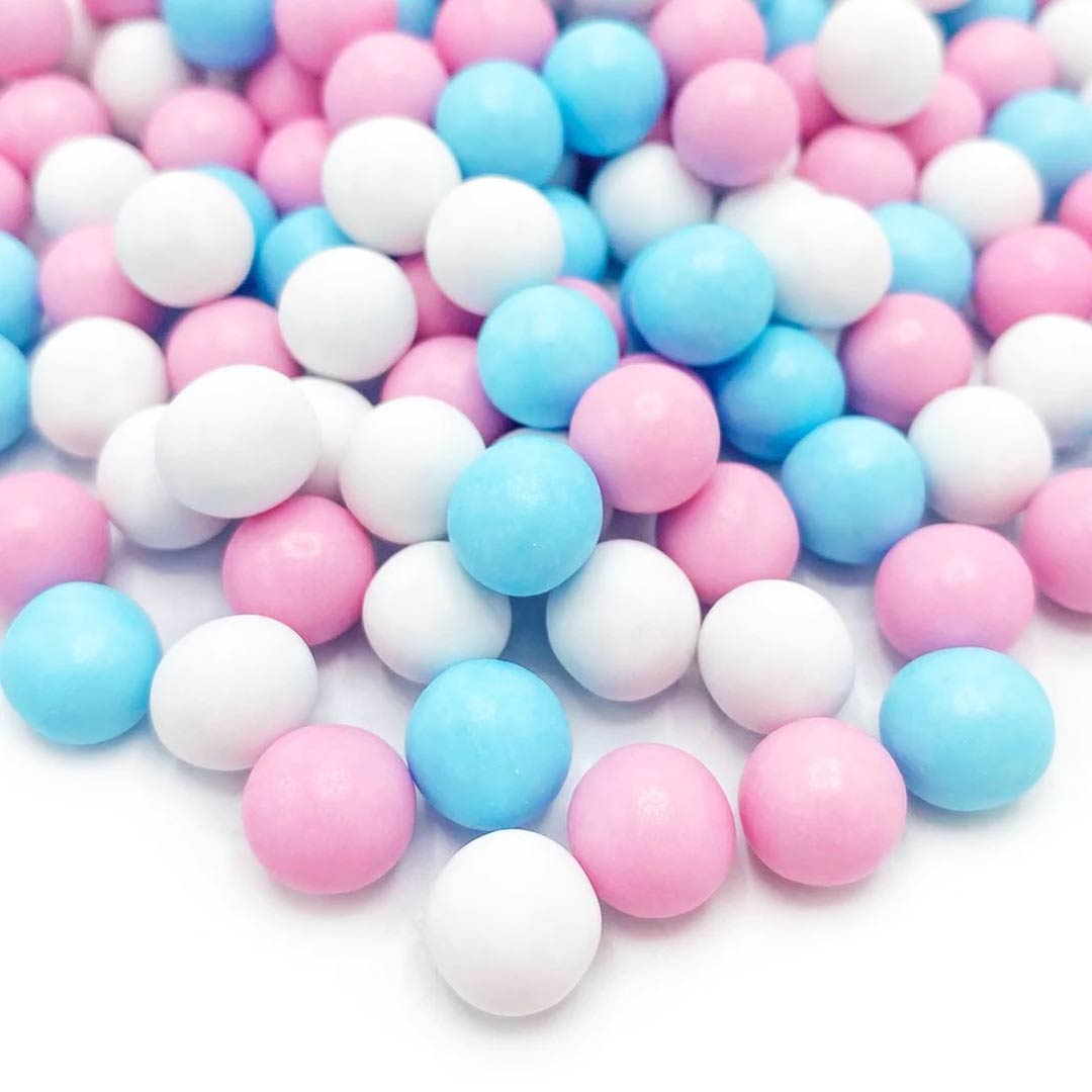 Schokokugeln Rosa Blau Gender Reveal Tortendeko