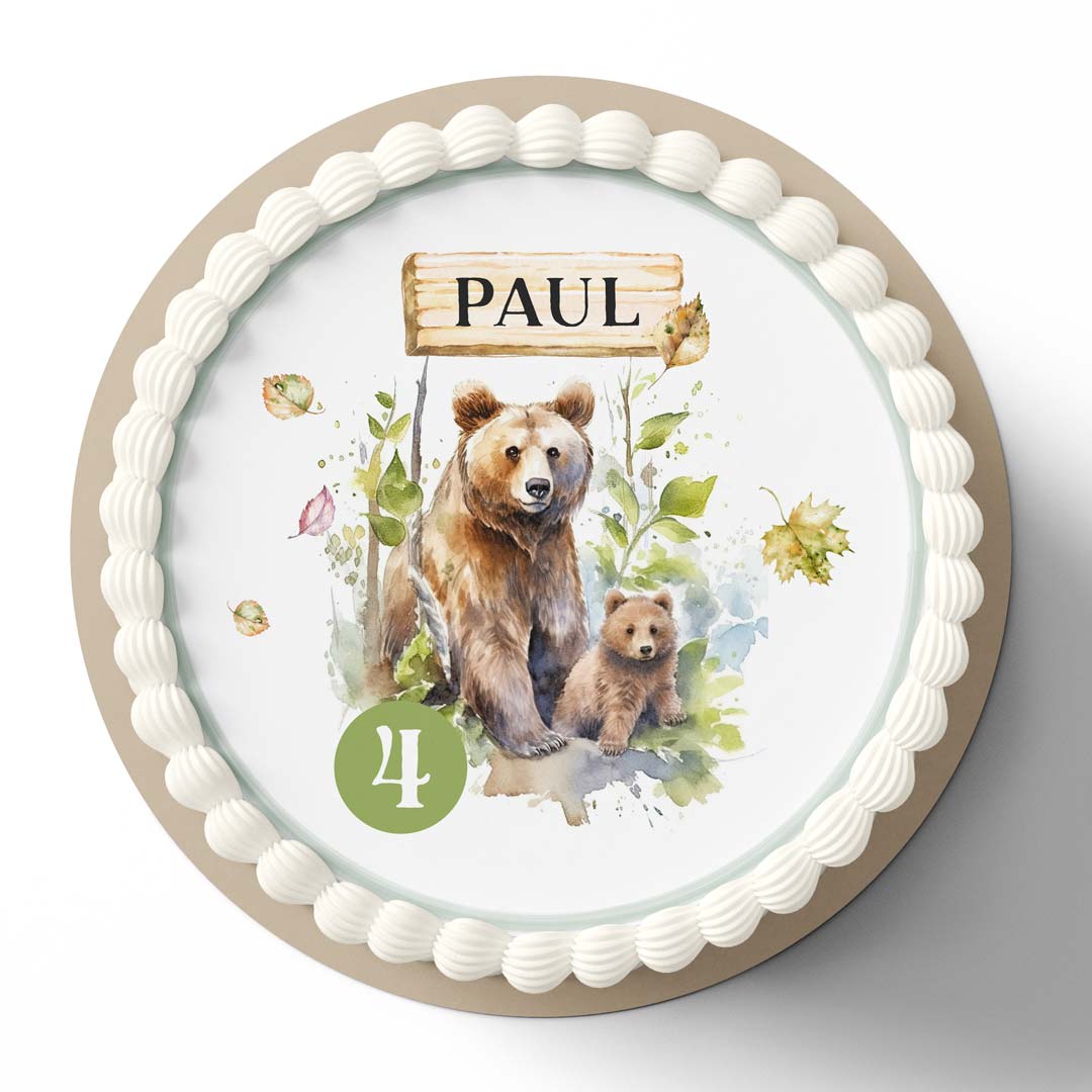 Tortenaufleger Waldtiere Kindergeburtstag Bär Braunbären