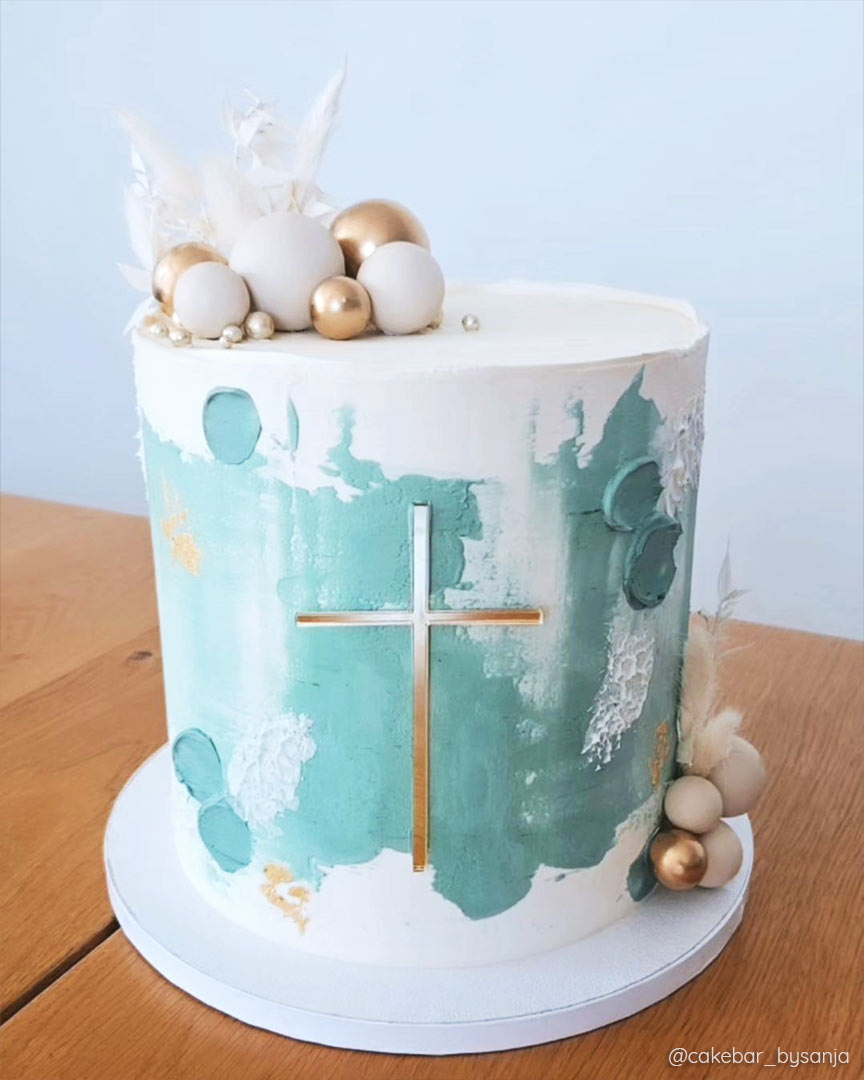 Cake Topper Kreuz Taufe Kommunion Firmung Gold Acryl