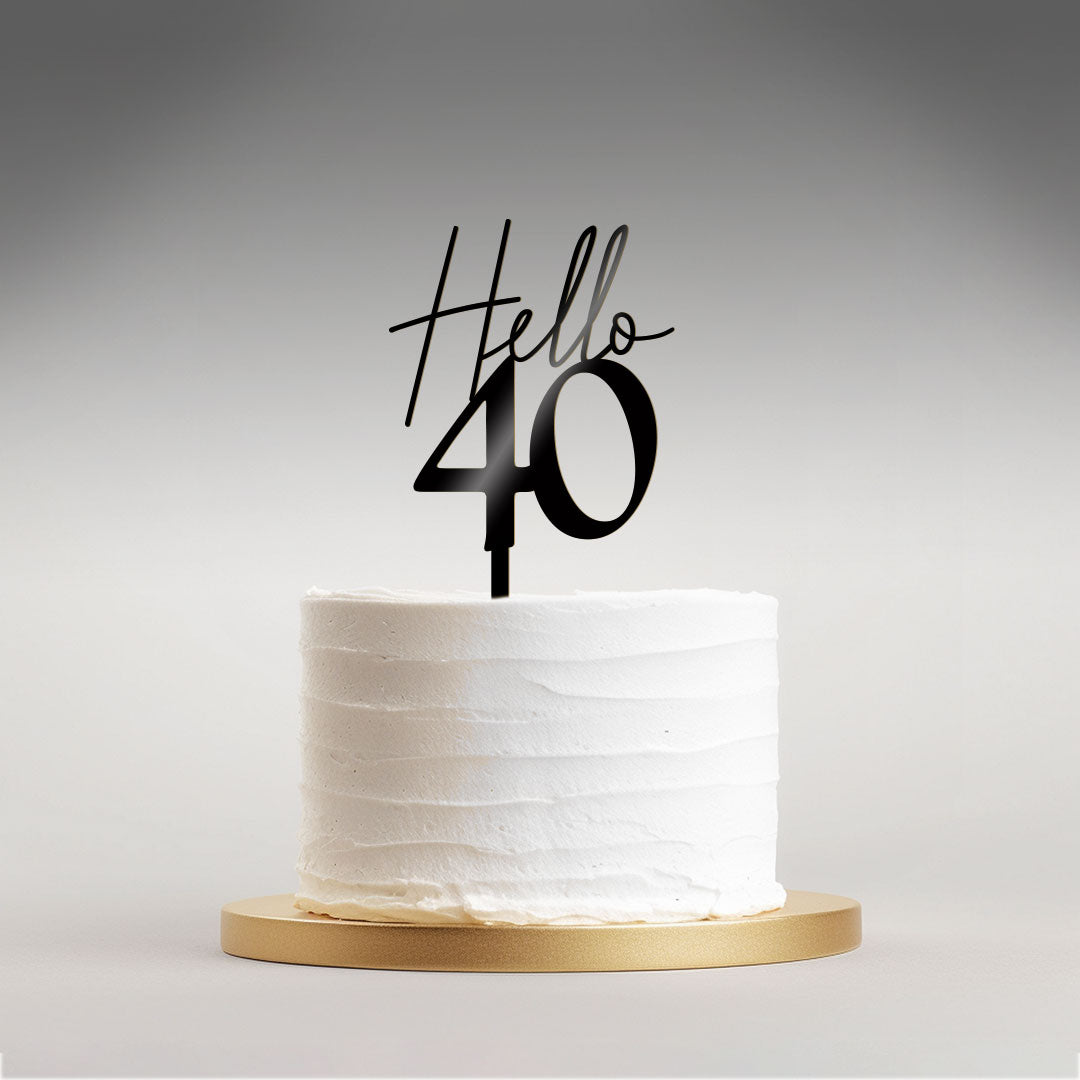 Tortenstecker elegant runder Geburtstag Hello 40