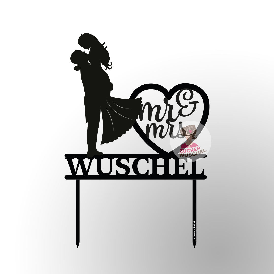 Caketopper Hochzeit Brautpaar mit Familienname