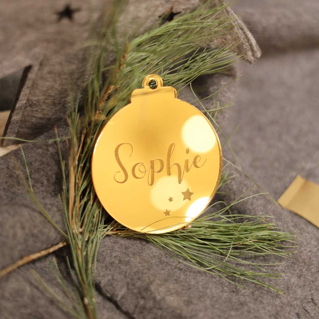 Weihnachtsschmuck Geschenkanhänger "Christbaumkugel" personalisiert aus Acryl