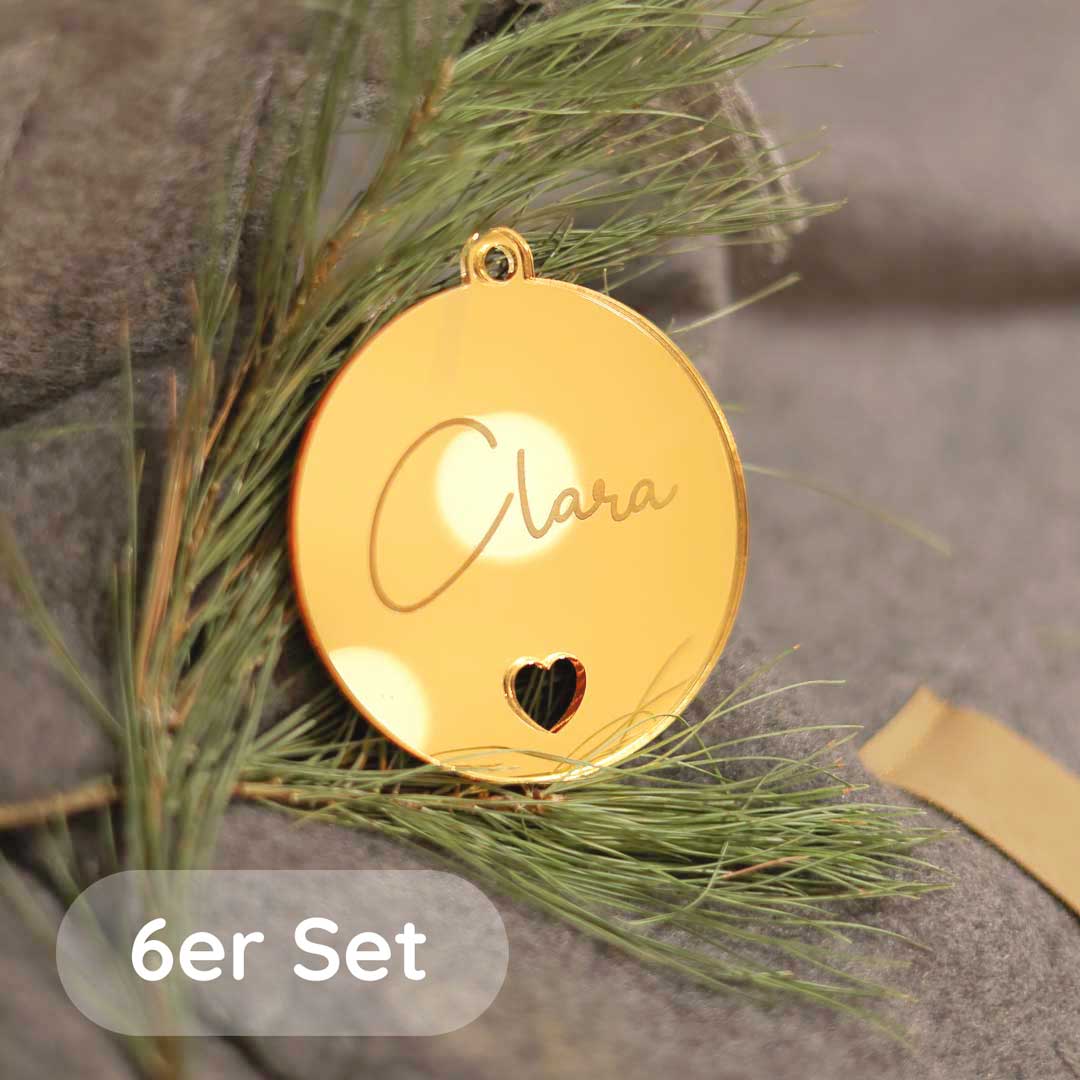 6er Set - Weihnachtsschmuck Geschenkanhänger personalisiert aus Acryl