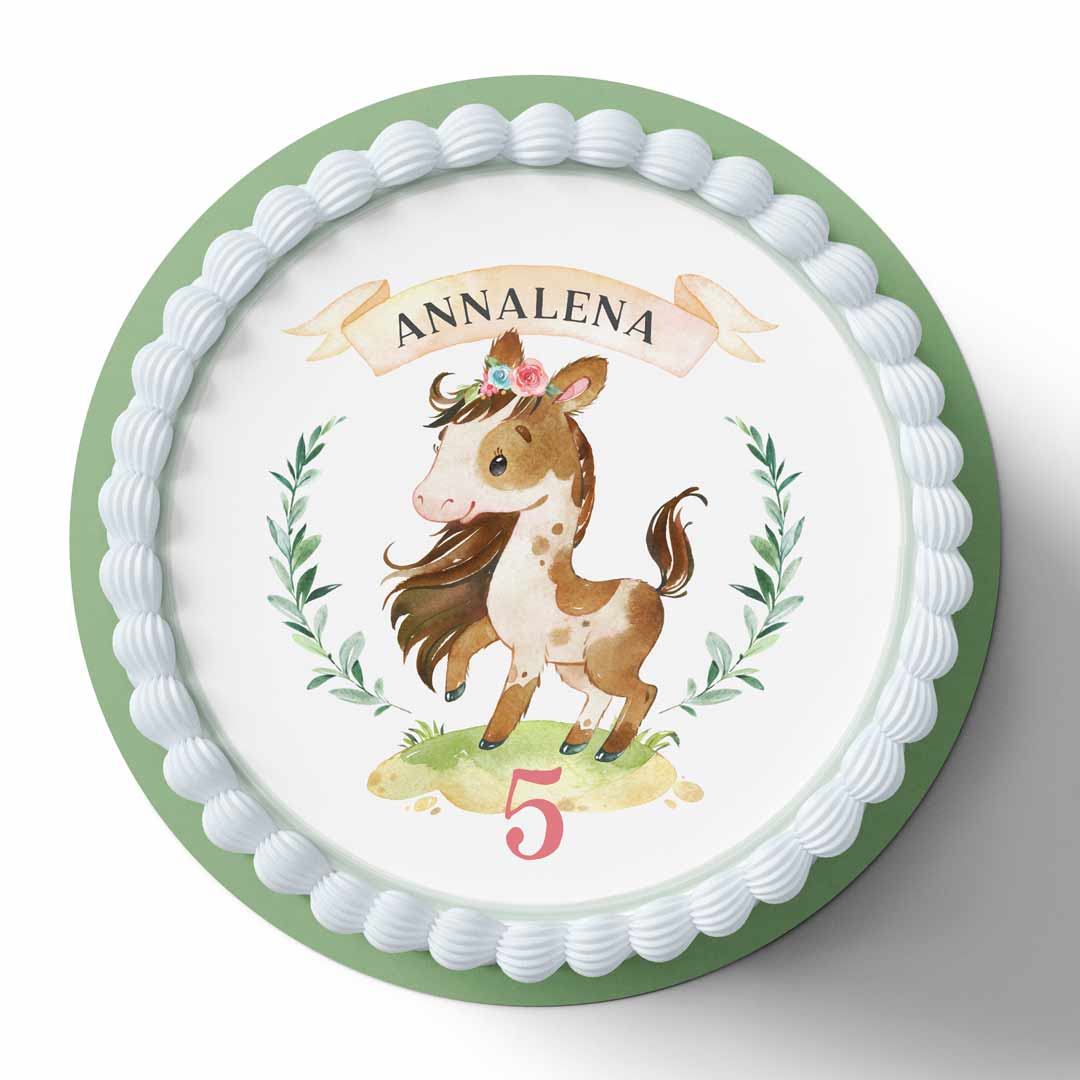 Tortenaufleger Kindergeburtstag Pferd Watercolor