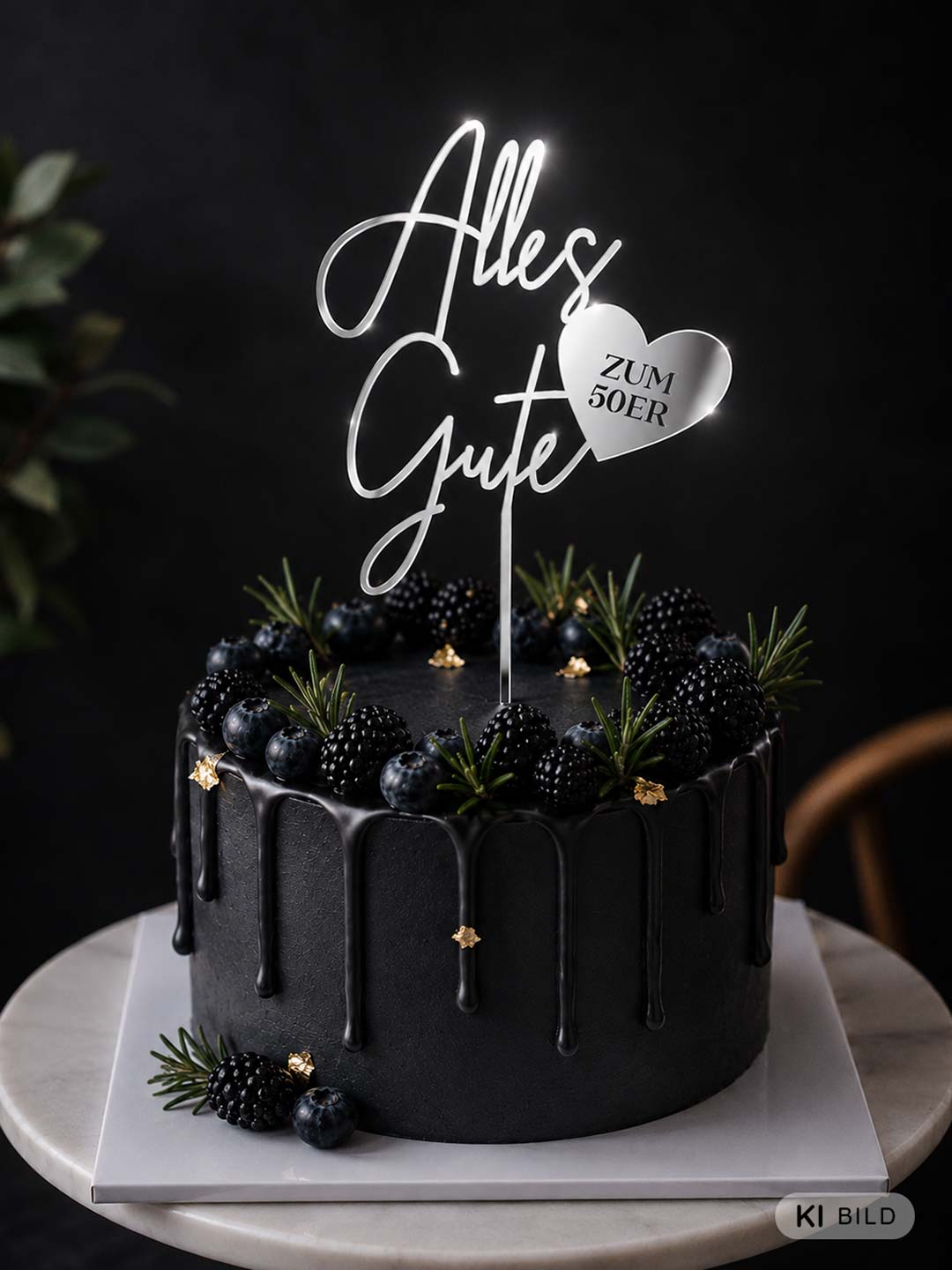 Cake Topper Geburtstag "Alles Gute" mit Herz Gravur