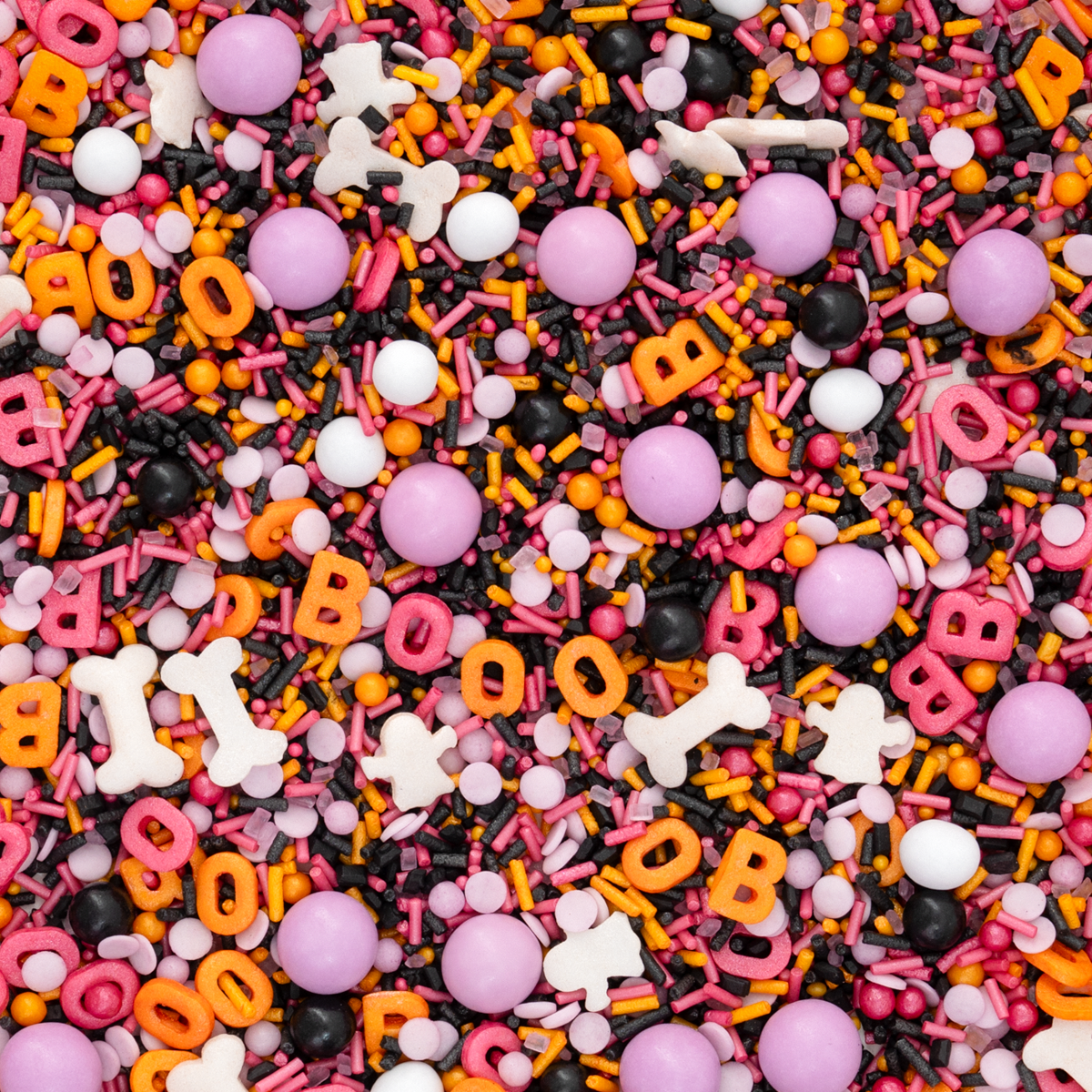 BOOOO! Halloween Streusel in Orange, Pink, Schwarz und Flieder