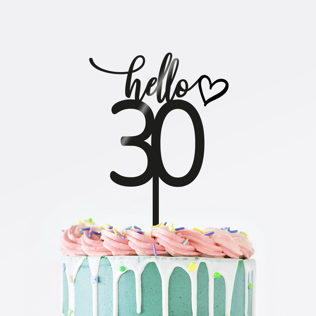 Cake Topper Geburtstag "Hello 20, 30, 40, 50" mit Wunschzahl