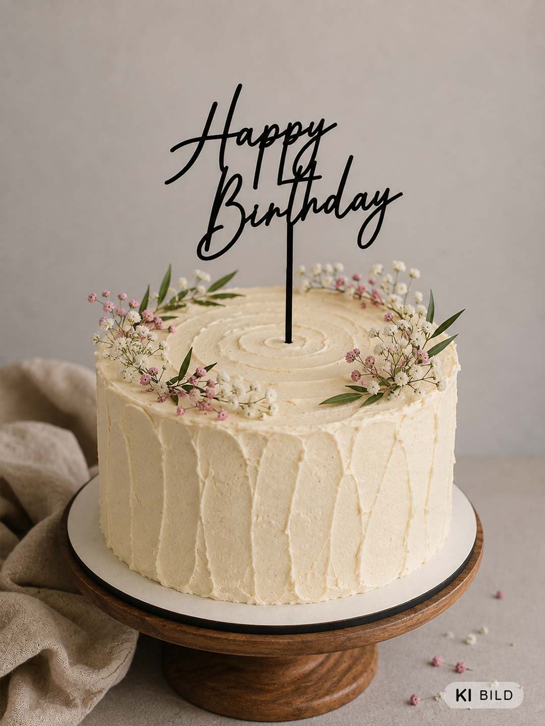 Cake Topper Happy Birthday verspielt schwarz Long Cake