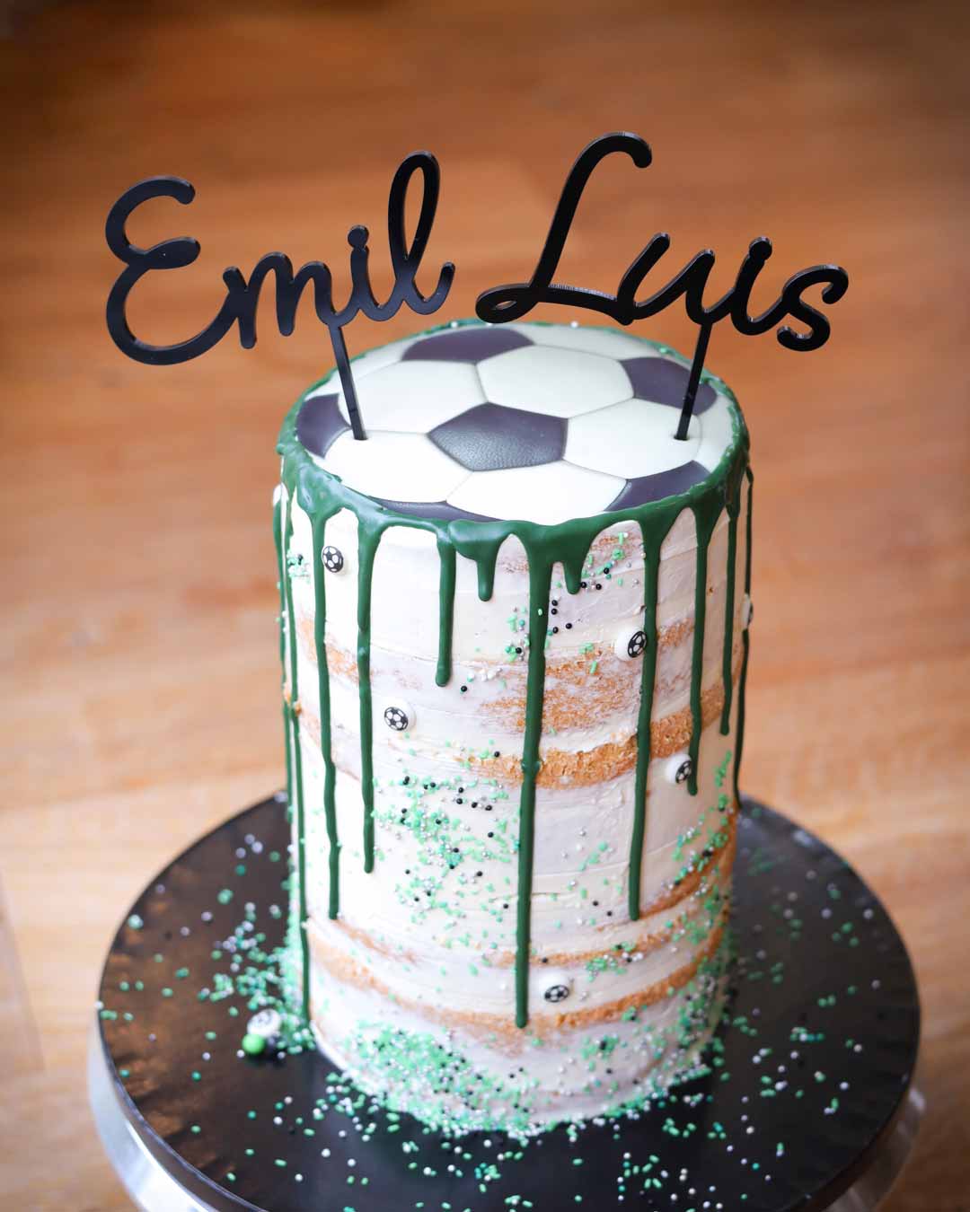 Cake Topper Kindergeburtstag Double Name Schwarz