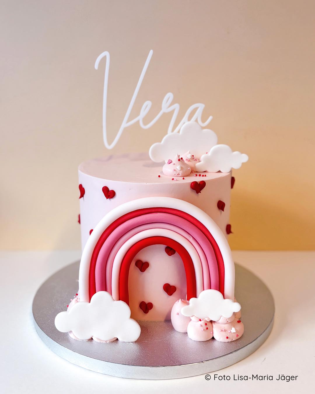 Cake Topper Taufe Weiß Regenbogen Torte