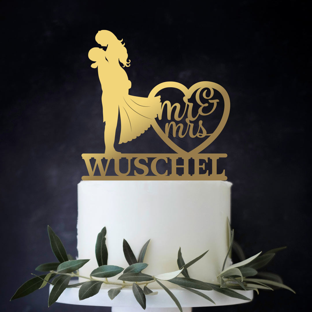 Caketopper Hochzeit Brautpaar mit Familienname