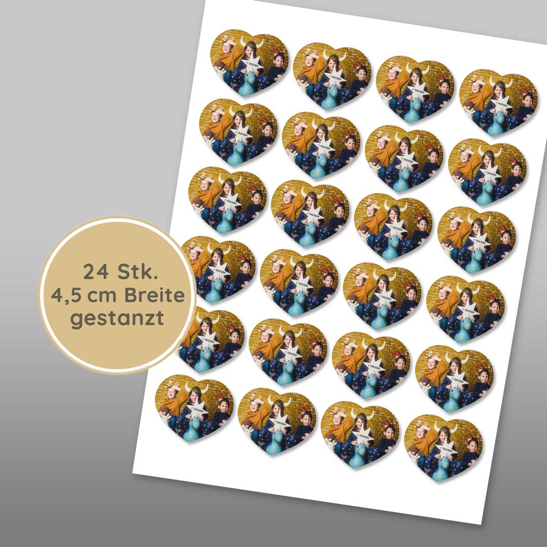 Essbare Foto Herzaufleger 24 Stk. Muffins