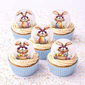 Essbare Mini-Aufleger zu Ostern mit lustigen Hasen aus Zuckerpapier