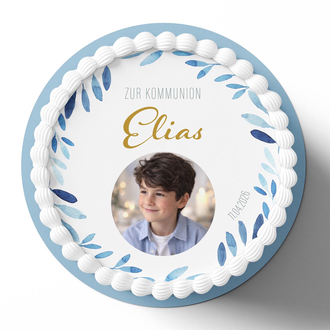 Foto Tortenaufleger Kommunion personalisiert modern