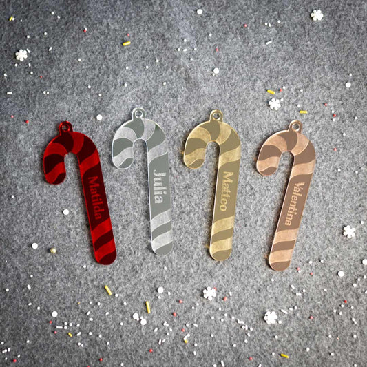 Geschenkeanhänger personalisiert Zuckerstange Rot Silber Gold Roségold