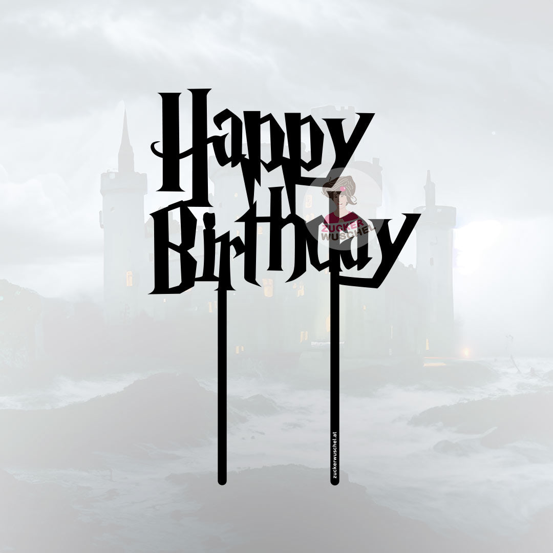 Harry Potter Cake Topper Happy Birthday Schwarz
