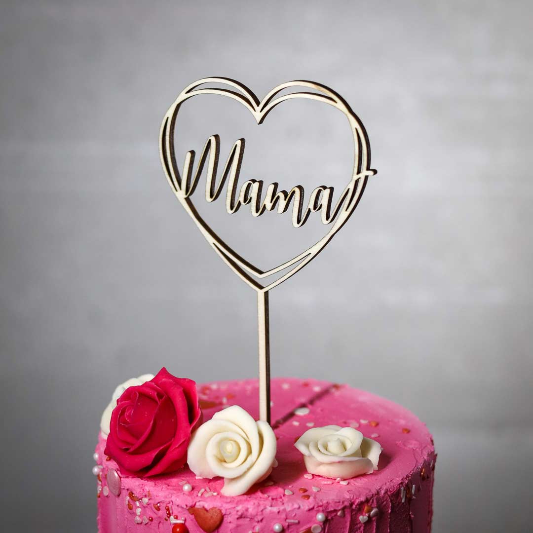 Mama Cake Topper Herz aus Holz