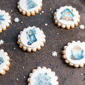 Mini Muffin Aufleger blaue Weihnachtsmotive