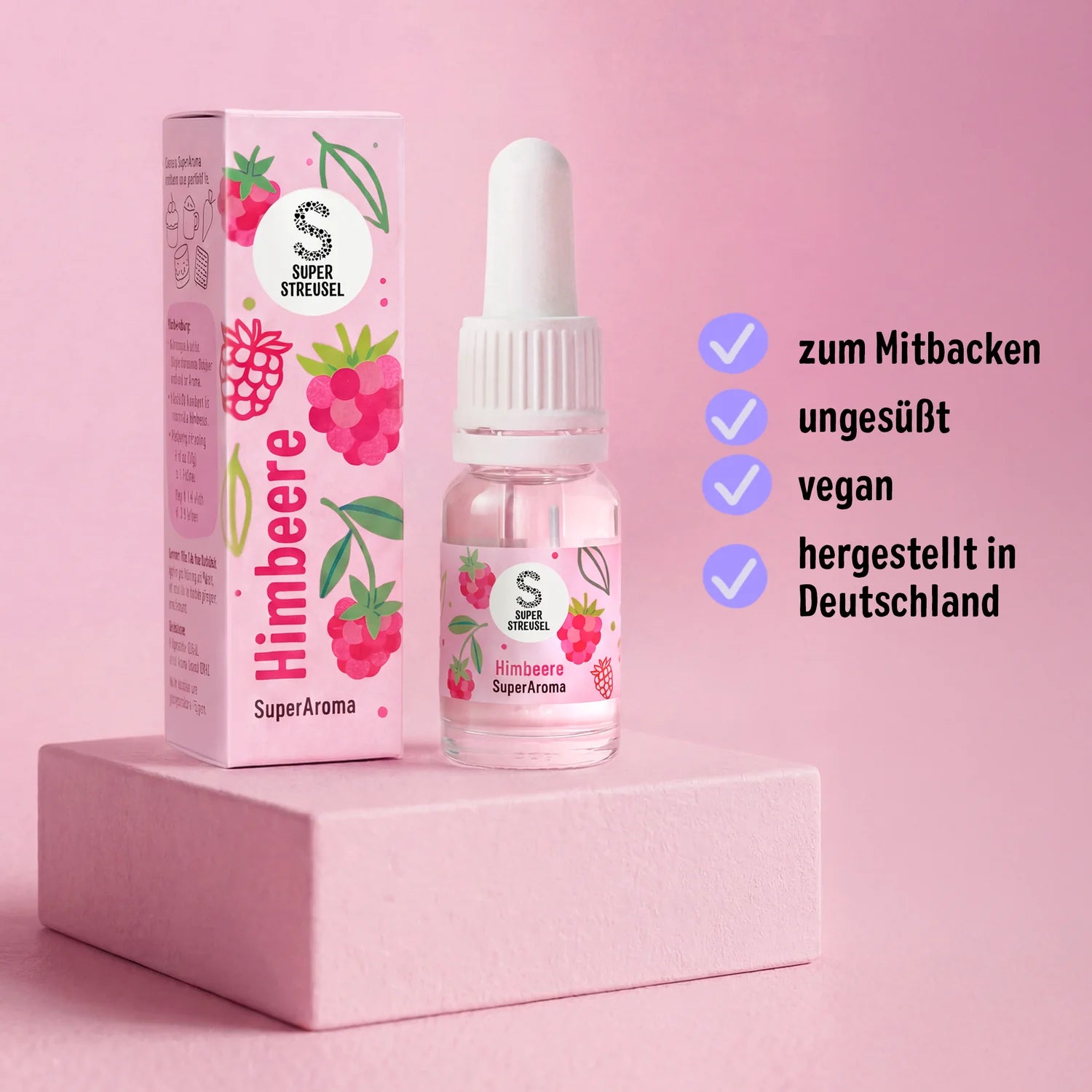 SuperAroma Himbeere – zum Mitbacken, ungesüßt, vegan, hergestellt in Deutschland