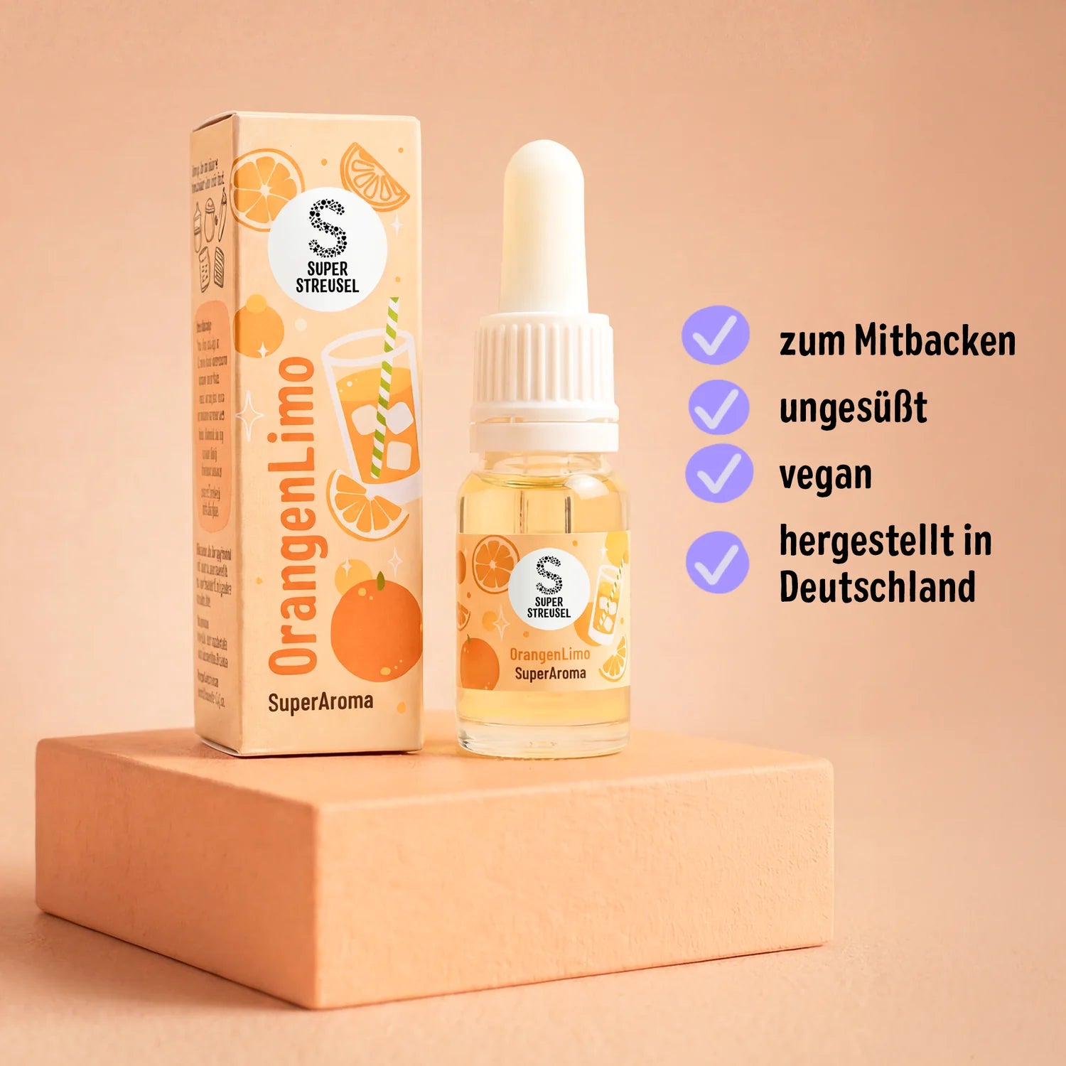 SuperAroma OrangenLimo – zum Mitbacken, ungesüßt, vegan, hergestellt in Deutschland