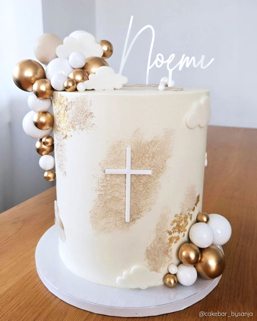 Taufe Cake Topper mit Name und Kreuz