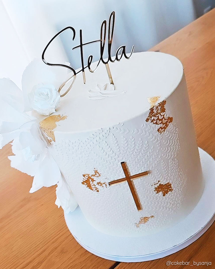 Taufe Cake Topper mit Name und Kreuz