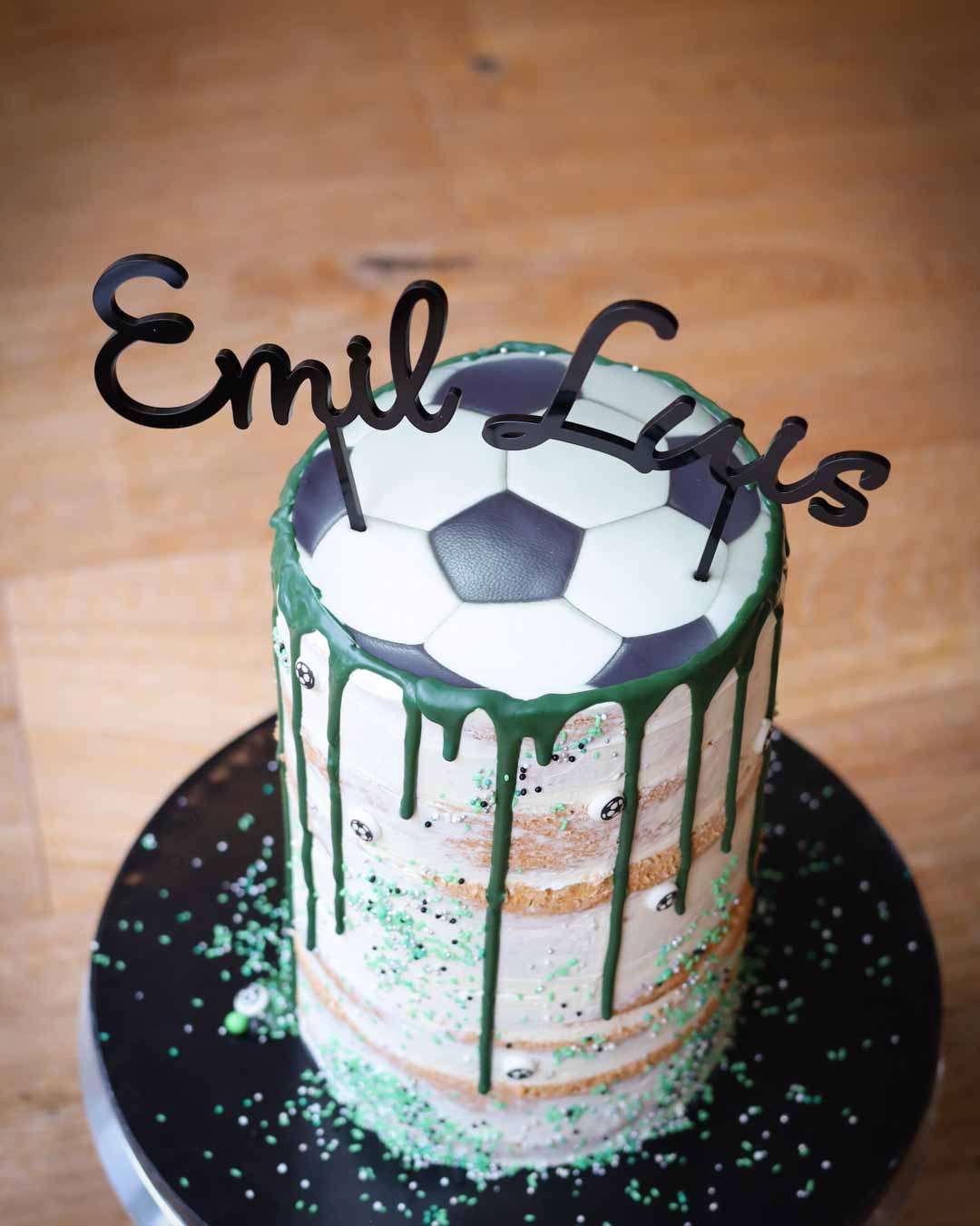 Cake Topper Kindergeburtstag Double Name Schwarz