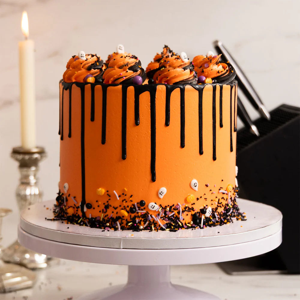 Tortendeko Halloween Zuckerstreusel Drip Orange Schwarz