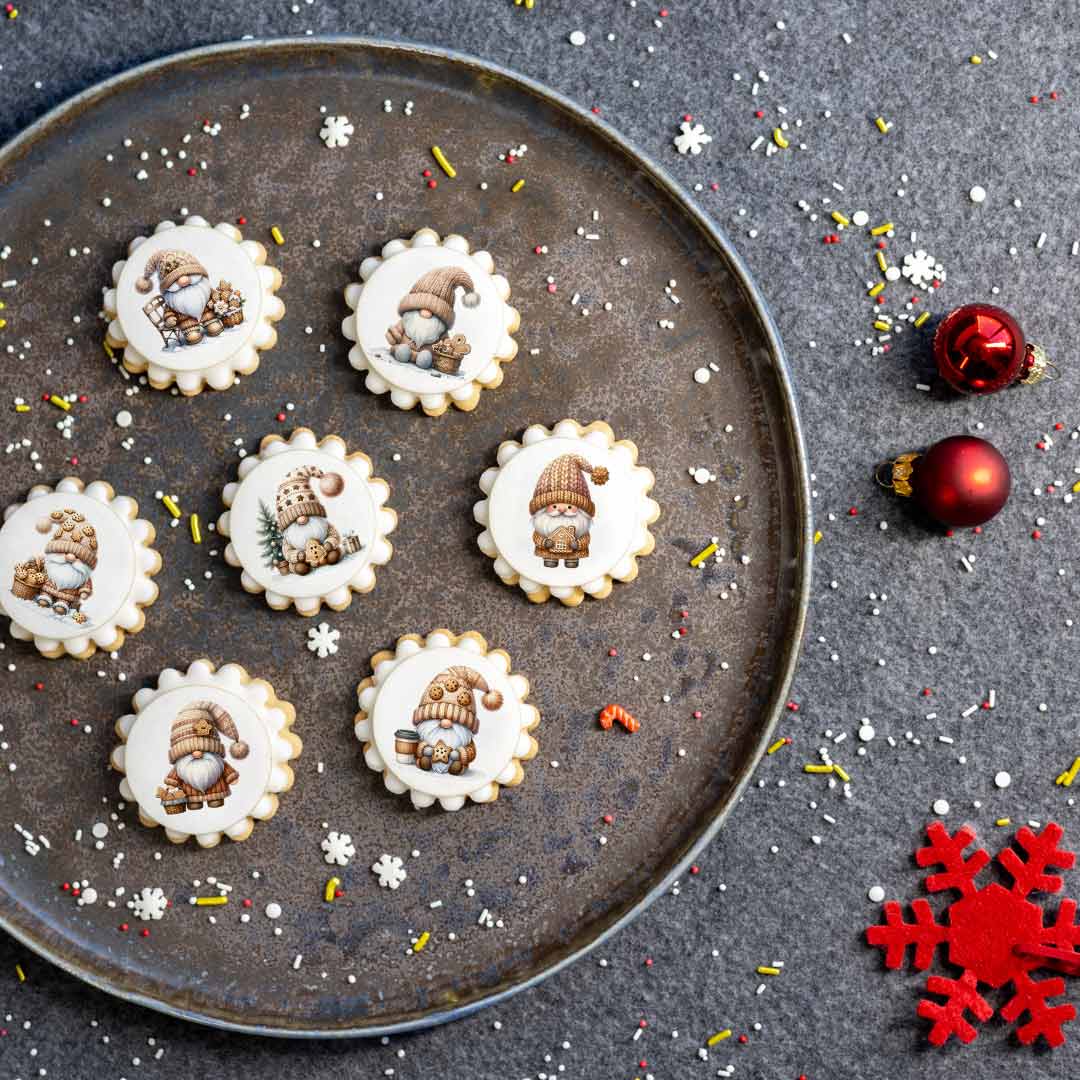 Weihnachten Keksaufleger essbar mit Lebkuchenwichtel