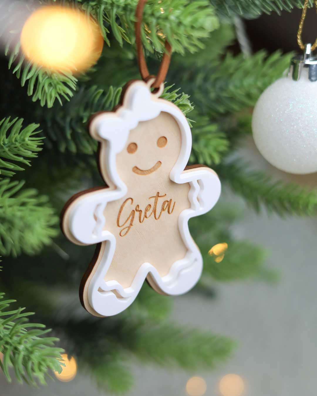 Weihnachtsanhänger Lebkuchenmännchen Holz Acryl personalisiert