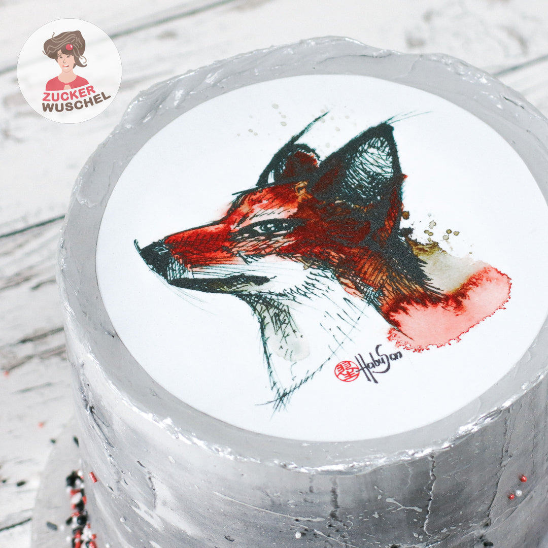 Tortenaufleger Kunst "Watercolor Fuchs" von Habu San