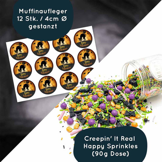 Cupcake Deko-Set Gruselkatze Happy Sprinkles 12 Stück