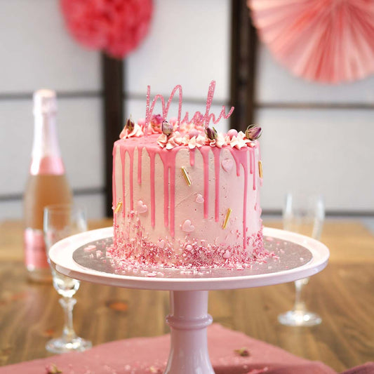 Dripcake Pink Cake Topper Glitzer