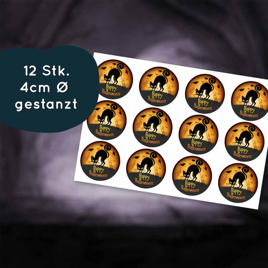 Halloween Muffinaufleger 12 Stk. Gruselkatze