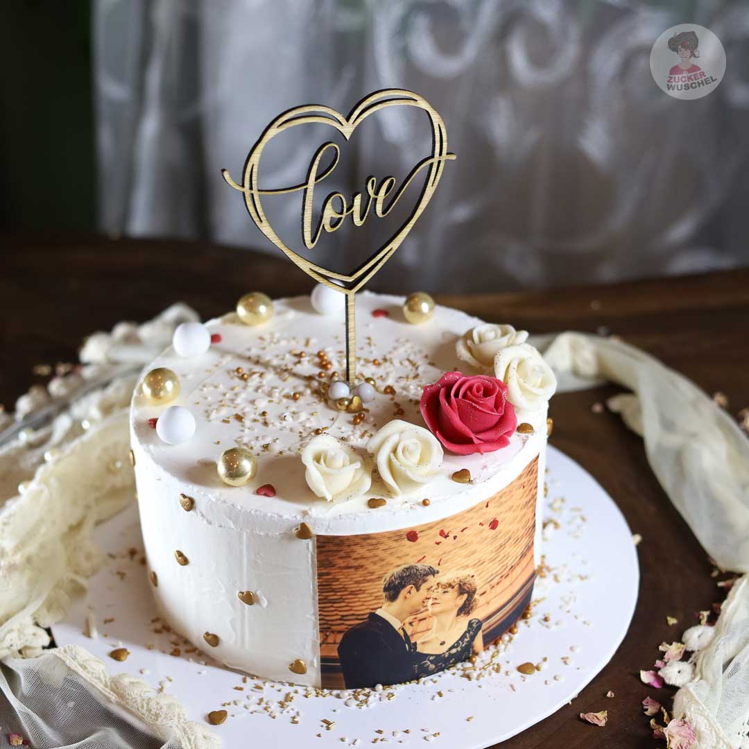 Herz Cake Topper Aus Eisen – 2 Stück, Mit Perlen, Für Geburtstag, Hochzeit Oder Valentinstag