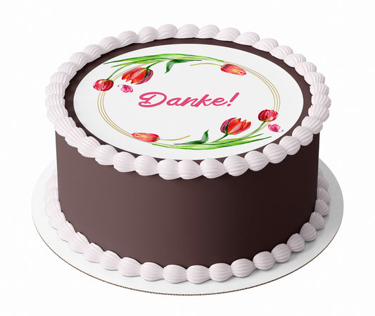 Tortenaufleger Danke sagen "Blumenkreis Frühling"