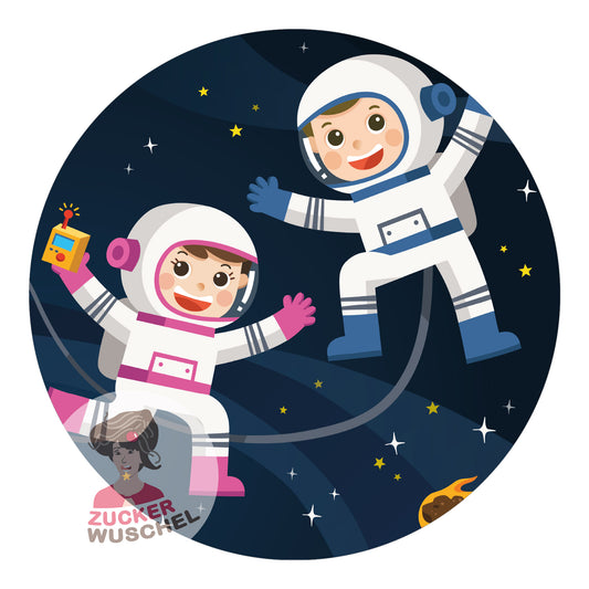 Tortenaufleger Kindergeburtstag "Astronauten Zwillinge"