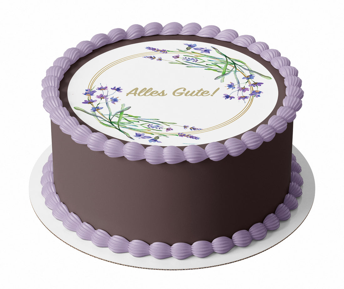Tortenaufleger Geburtstag "Blumenkreis Lavendel"