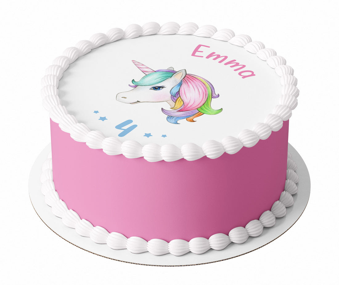 Tortenaufleger Kindergeburtstag "Einhorn Buntstift"