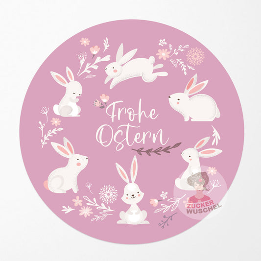 Tortenaufleger Ostern Hoppelhäschen im Kreis rosa 