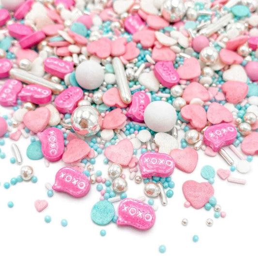 Zuckerstreusel Liebe Rosa Pink Babyblau Silber Weiß